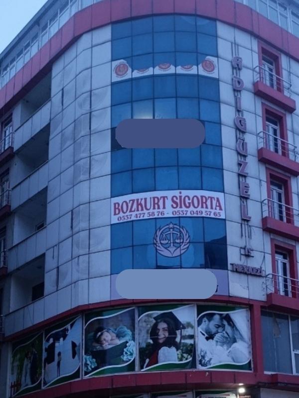 Van sigorta acentesi Bozkurt Sigorta Adıgüzel İş Merkezi merkez ofis binası dış cephe görünümü.